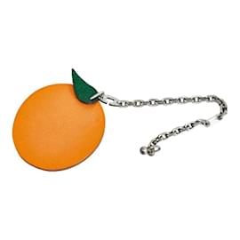 Hermès-Leather Orange Bag Charm-Orange