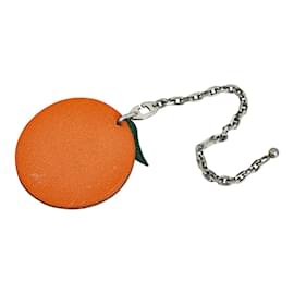 Hermès-Leather Orange Bag Charm-Orange