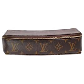 Louis Vuitton-Joyero marrón con cremallera y monograma-Castaño