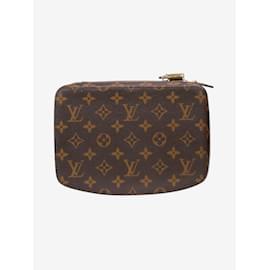 Louis Vuitton-Joyero marrón con cremallera y monograma-Castaño