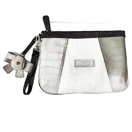 Pochette Guess en Cuir Verni Crème Beige Ecru Multicolore