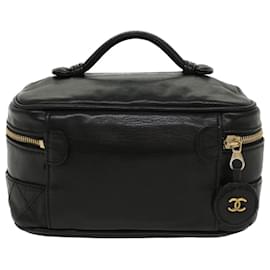 Chanel Vintage Black Caviar Lunch Box Vanity Timeless Logo Bag