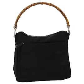Gucci-GUCCI Bamboo Shoulder Bag Nylon Black 00020320509 Auth ep970-Black