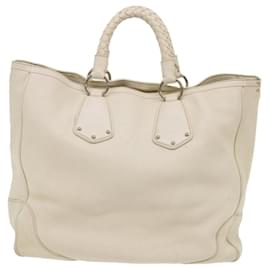 Prada-PRADA Hand Bag Leather White Auth ar9846-White