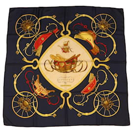 Hermès-HERMES CARRE 90 SPRINGS Scarf Silk Navy Yellow Auth bs6680-Yellow,Navy blue