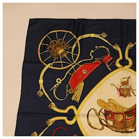 Hermès-HERMES CARRE 90 SPRINGS Scarf Silk Navy Yellow Auth bs6680-Yellow,Navy blue