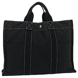 Hermès-HERMES Fourre Tout MM Hand Bag Canvas Black Auth 47547-Black