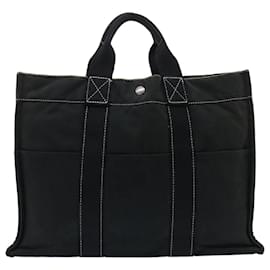 Hermès-HERMES Fourre Tout MM Hand Bag Canvas Black Auth 47547-Black