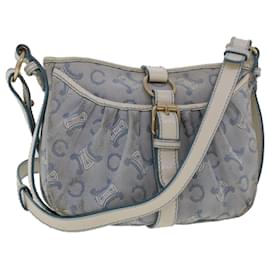 Céline-CELINE C Bolso de hombro de lona Macadam Cuero Azul Auth ar9834-Azul