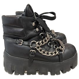 MIU MIU Stiefeletten T.EU 37 Leder Schwarz