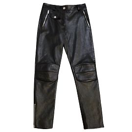 Moschino Couture Black / Silver Zipper Detail Leather Pants Black