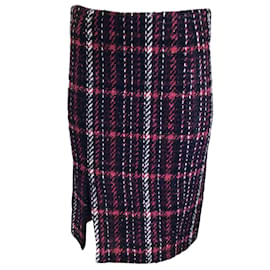 Marni-Marni Red / Black Multi Plaid Wool Tweed Pencil Skirt-Multiple colors