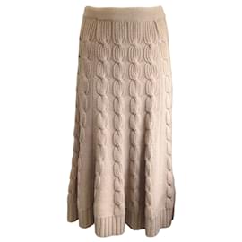 Michael Kors-Michael Kors Collection Tan Wool and Cashmere Aran Trumpet Skirt-Camel