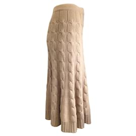 Michael Kors-Michael Kors Collection Tan Wool and Cashmere Aran Trumpet Skirt-Camel