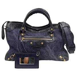Balenciaga-Balenciaga City Denim shoulder bag-Blue