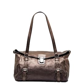 Prada-Vitello Lux Foldover Shoulder Bag BR3901-Brown