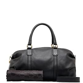Gucci-Leather Boston Bag-Black