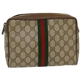 Gucci-GUCCI Pochette GG Canvas Web Sherry Line Beige Rosso Verde 89.01.012 Auth ep1040-Rosso,Beige,Verde