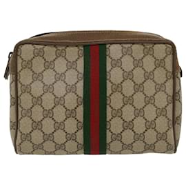 Gucci-GUCCI Pochette GG Canvas Web Sherry Line Beige Rosso Verde 89.01.012 Auth ep1040-Rosso,Beige,Verde