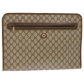 Gucci-GUCCI GG Toile Pochette Cuir PVC Beige 89.20.004 Authentification4697-Beige