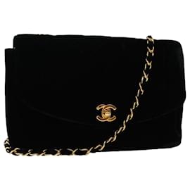 Chanel-CHANEL Matelasse 25 Chain Diana Shoulder Bag Cotton Black CC Auth 47581A-Black