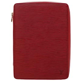 Louis Vuitton-LOUIS VUITTON Epi Agenda Voyage Clutch Bag Red LV Auth 47809-Red