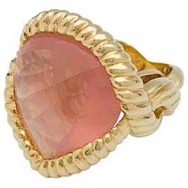 inconnue-Yellow gold ring, Rose quartz.-Other