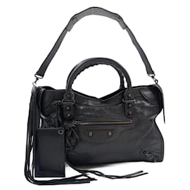 Balenciaga-Black Balenciaga Leather City-Black