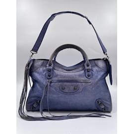 Balenciaga-Blue Balenciaga Leather City-Blue