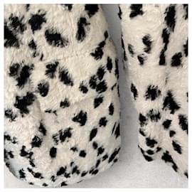 Karen Millen-Karen Millen Womens Rare Vintage Black & White Faux Fur Longline Jacket UK 12-Black,White