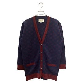 ***GUCCI  GG logo glitter knit cardigan Navy blue