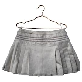 Chanel-CHANEL Gold Lame Pleated Mini Skirt-Golden