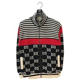 Gucci-***GUCCI  GG HIGH NECK KNIT ZIP CARDIGAN-Navy blue