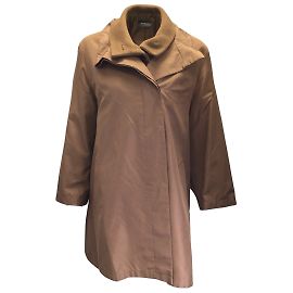 Akris Brown Angora Coat and Silk Overcoat Two-Piece Set Brown