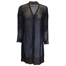 Abito a tunica Akris nero a righe in lurex e seta trasparente Nero