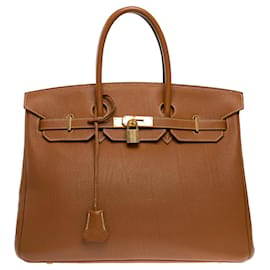 Hermès-HERMES BIRKIN BAG 35 in Golden Leather - 101247-Golden