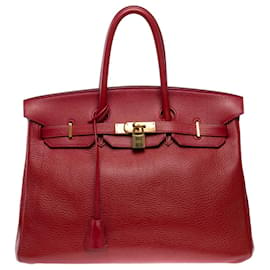 Hermès-Bolsa HERMES BIRKIN 35 em couro vermelho - 101257-Vermelho