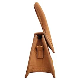 Jacquemus-Jacquemus Le Chiquito Mini Croc Embossed Bag in Orange Leather-Brown,Beige