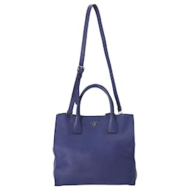 Prada-Prada Open Tote Bag BN2671 in Blue Leather-Blue