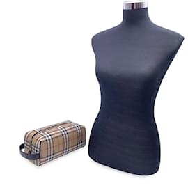 Burberry-Beige Nova Check Canvas Cosmetic Handbag Wash Bag-Beige