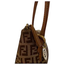 Fendi-Fendi Zucca Sac à chaîne en PVC Marron 8BR592 Sac bandoulière-Marron