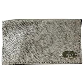 Fendi-Fendi Selleria  Bifold Wallet, leather gray.-Grey