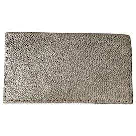 Fendi-Fendi Selleria  Bifold Wallet, leather gray.-Grey