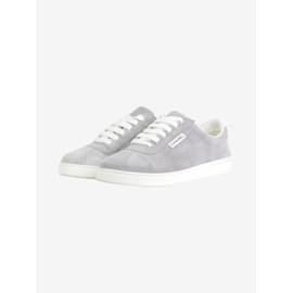 Chanel-Grey lace up suede trainers with branded details - size EU 37.5-Grey