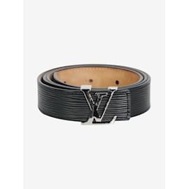 Louis Vuitton-Black epi leather silver buckle belt-Other