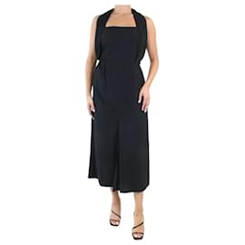 Prada-Black drapy twill midi dress - size IT 44-Black
