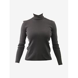 Chanel-Suéter preto de lã com gola polo - tamanho FR 42-Preto