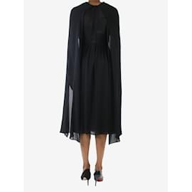 Prada-Black Sable deep v-neckline pleated dress - Size IT 36-Black