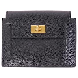 Hermès-Hermes Black Epsom Kelly Pocket Compact Wallet-Black