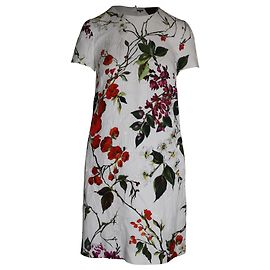Knielanges Kleid mit Blumenmuster von Escada aus weißer Baumwolle Weiß